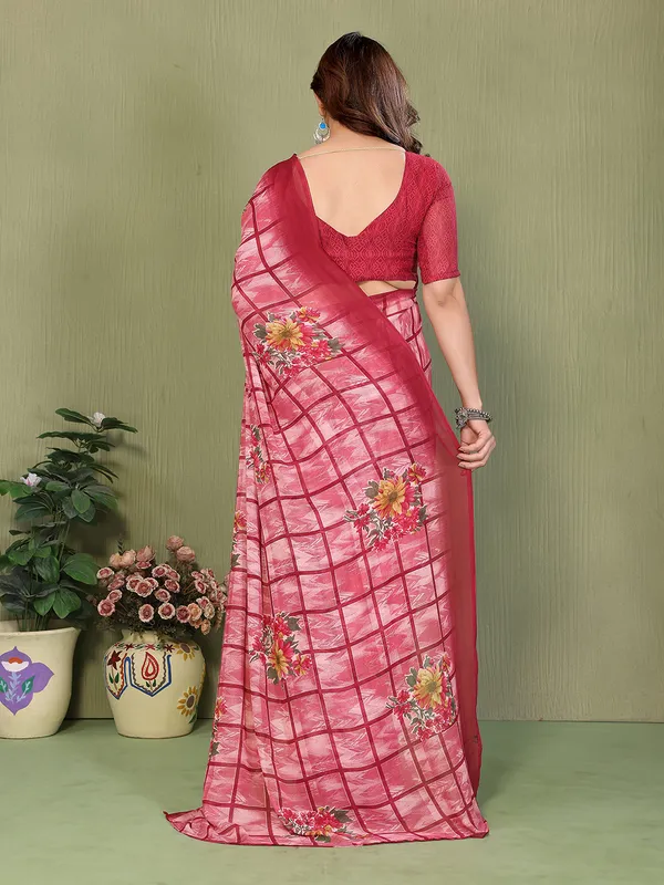 Printed_Georgette_Saree_With_UnStitched_Blouse_Piece_(MAROON)