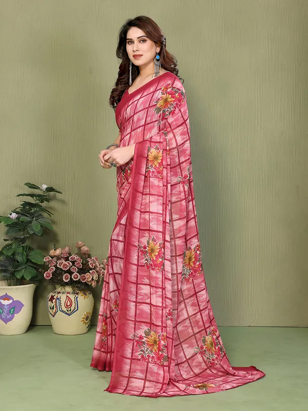 Printed_Georgette_Saree_With_UnStitched_Blouse_Piece_(MAROON)