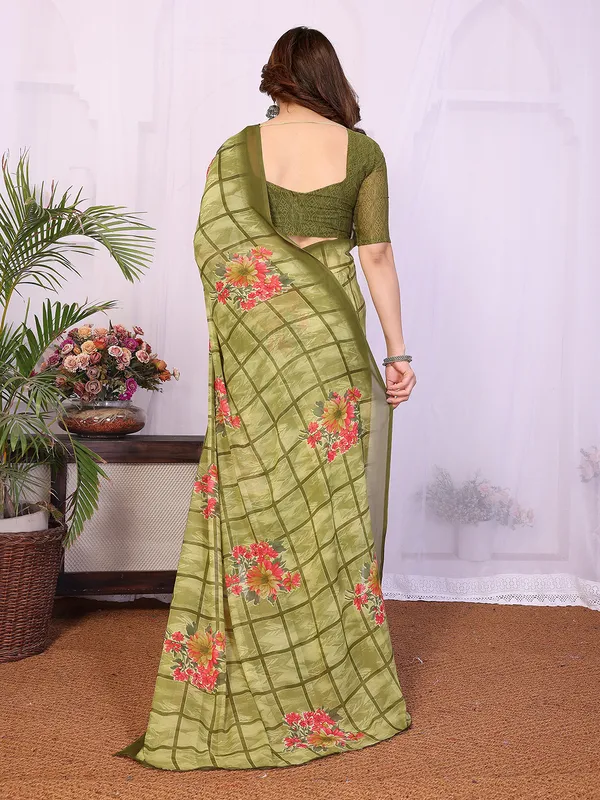 Printed_Georgette_Saree_With_UnStitched_Blouse_Piece_(GREEN)
