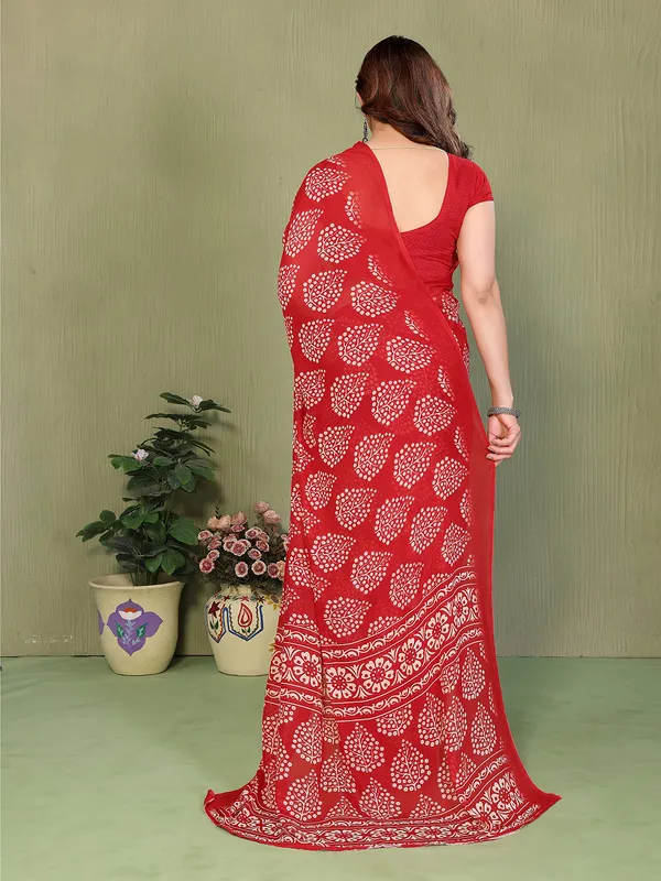 Printed_Georgette_Saree_With_UnStitched_Blouse_Piece_(RED)