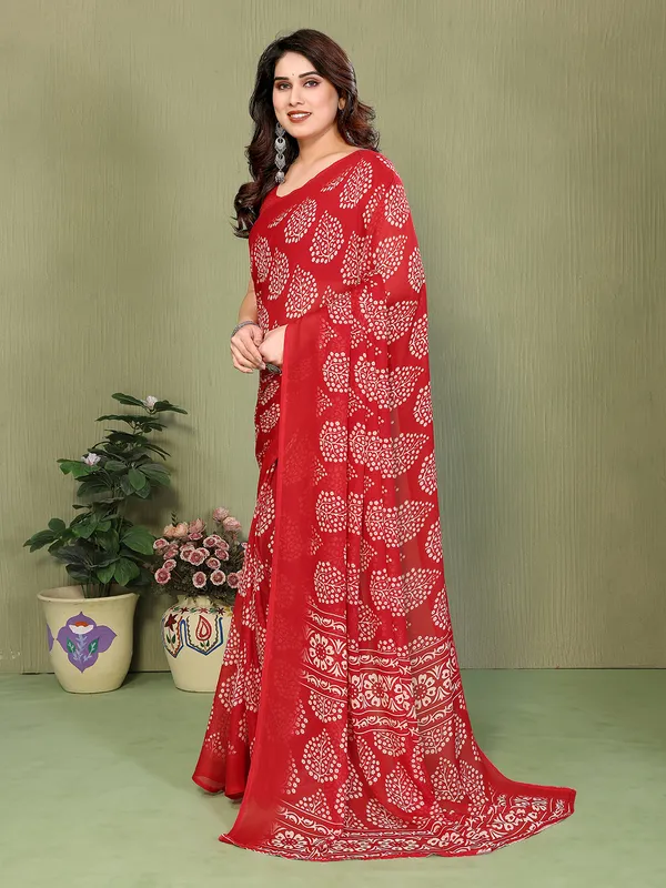 Printed_Georgette_Saree_With_UnStitched_Blouse_Piece_(RED)