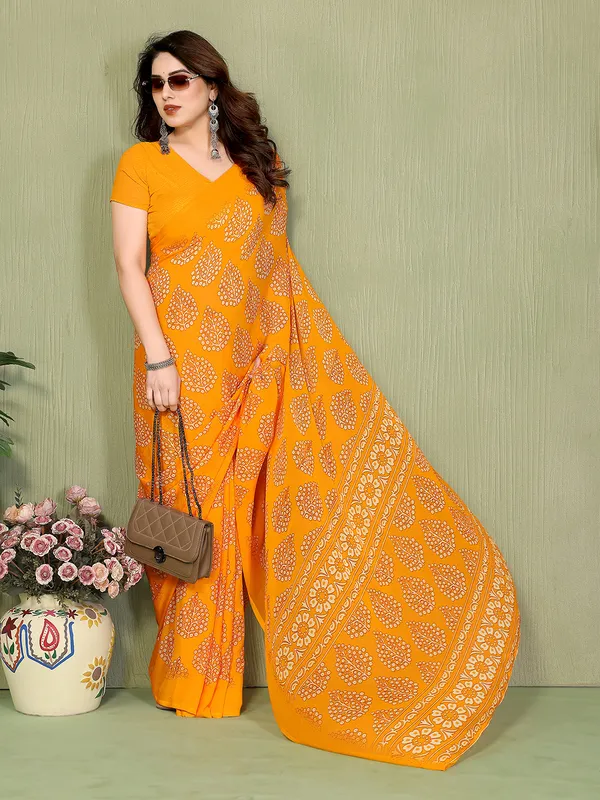 Printed_Georgette_Saree_With_UnStitched_Blouse_Piece_(YELLOW)