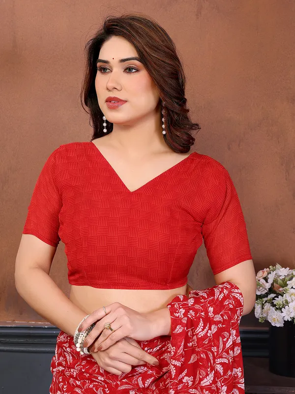 Printed_Georgette_Saree_With_UnStitched_Blouse_Piece_(Red)