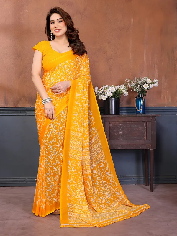 Printed_Georgette_Saree_With_UnStitched_Blouse_Piece_(Yellow)