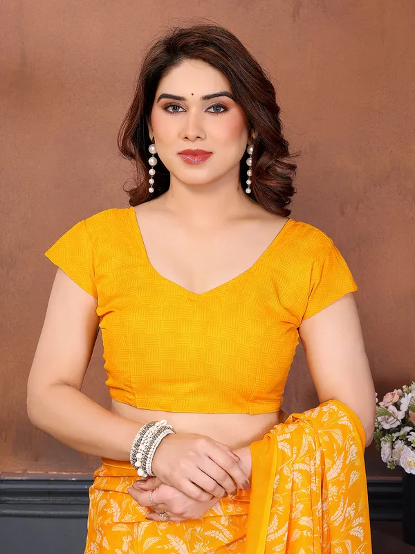Printed_Georgette_Saree_With_UnStitched_Blouse_Piece_(Yellow)