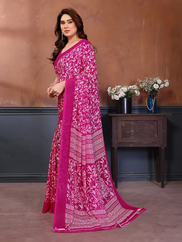 Printed_Georgette_Saree_With_UnStitched_Blouse_Piece_(Pink)