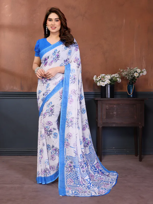 Printed_Georgette_Saree_With_UnStitched_Blouse_Piece_(Blue)