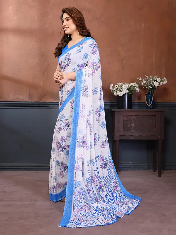 Printed_Georgette_Saree_With_UnStitched_Blouse_Piece_(Blue)