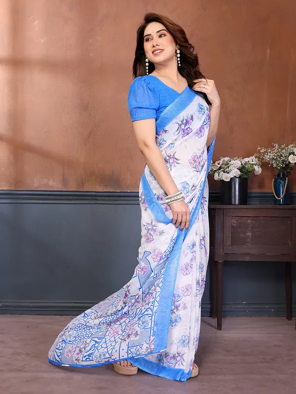 Printed_Georgette_Saree_With_UnStitched_Blouse_Piece_(Blue)