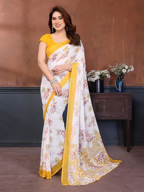 Printed_Georgette_Saree_With_UnStitched_Blouse_Piece_(Yellow)