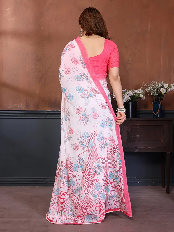 Printed_Georgette_Saree_With_UnStitched_Blouse_Piece_(Pink)