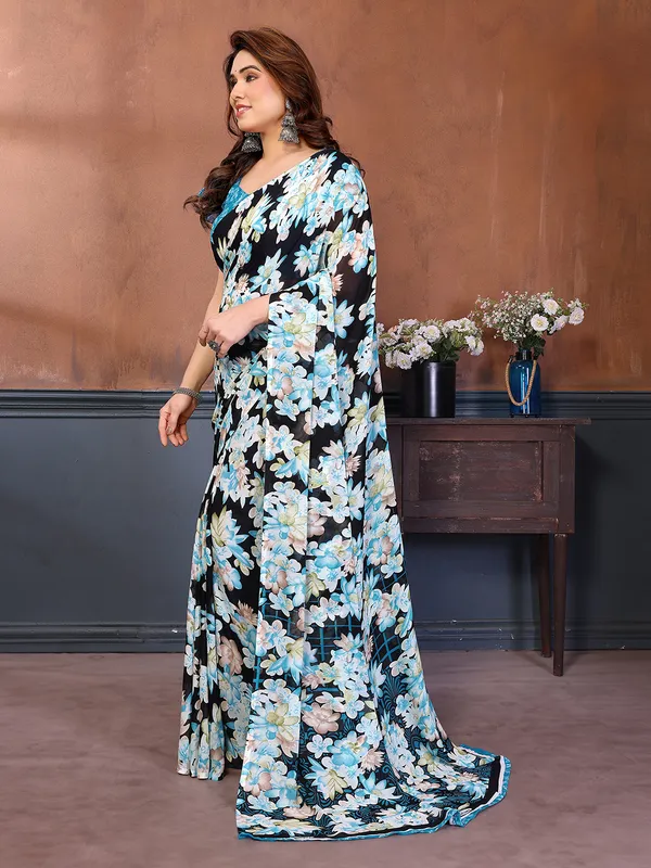 Printed_Georgette_Saree_With_UnStitched_Blouse_Piece_(Blue)