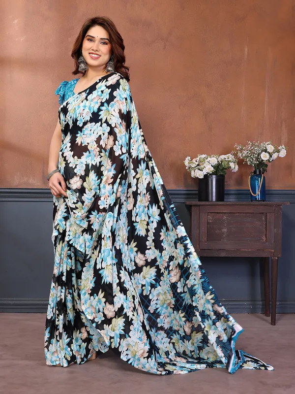 Printed_Georgette_Saree_With_UnStitched_Blouse_Piece_(Blue)