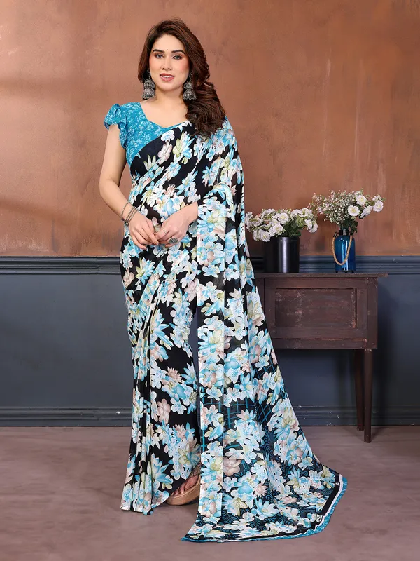 Printed_Georgette_Saree_With_UnStitched_Blouse_Piece_(Blue)
