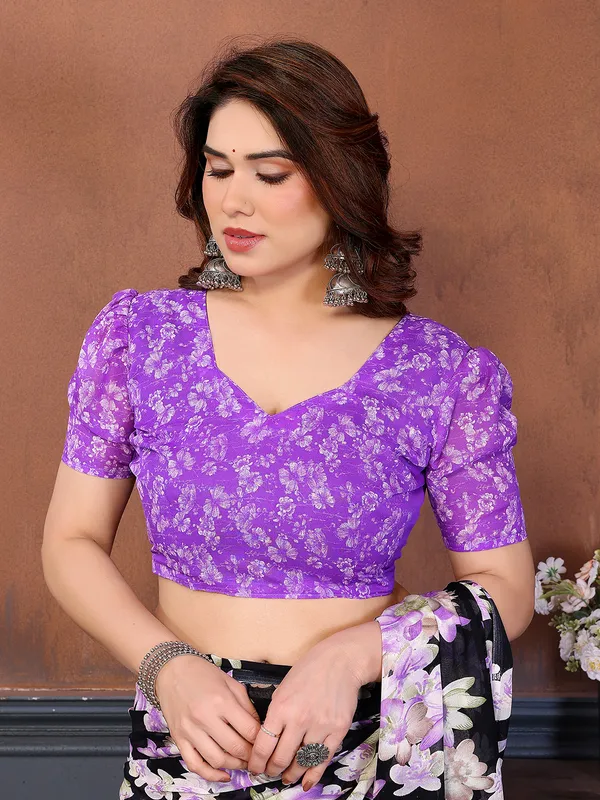 Printed_Georgette_Saree_With_UnStitched_Blouse_Piece_(Purple)