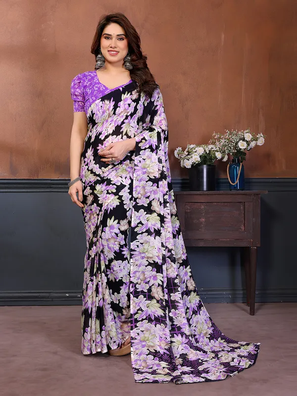 Printed_Georgette_Saree_With_UnStitched_Blouse_Piece_(Purple)