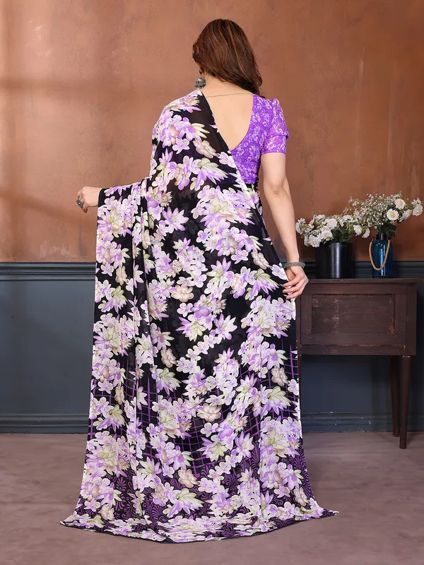Printed_Georgette_Saree_With_UnStitched_Blouse_Piece_(Purple)