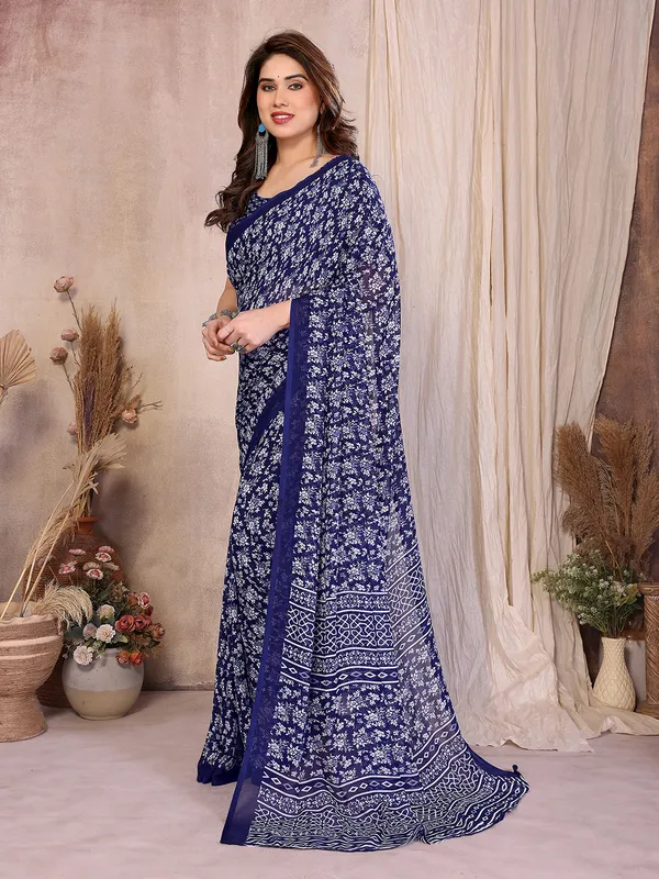 Printed_Georgette_Saree_With_UnStitched_Blouse_Piece_(Blue)