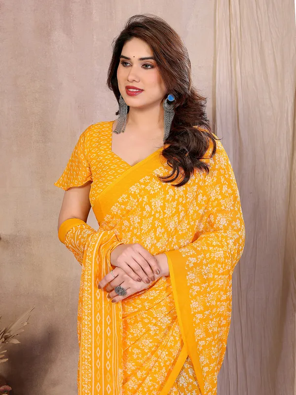 Printed_Georgette_Saree_With_UnStitched_Blouse_Piece_(Yellow)