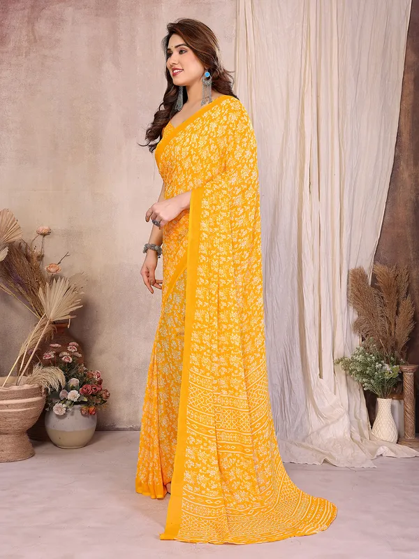 Printed_Georgette_Saree_With_UnStitched_Blouse_Piece_(Yellow)