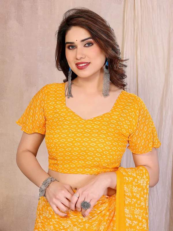 Printed_Georgette_Saree_With_UnStitched_Blouse_Piece_(Yellow)