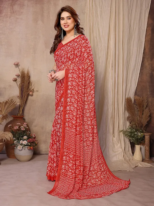 Printed_Georgette_Saree_With_UnStitched_Blouse_Piece_(Red)