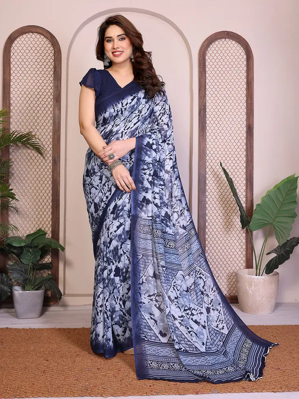 Printed_Georgette_Saree_With_UnStitched_Blouse_Piece_(Blue)