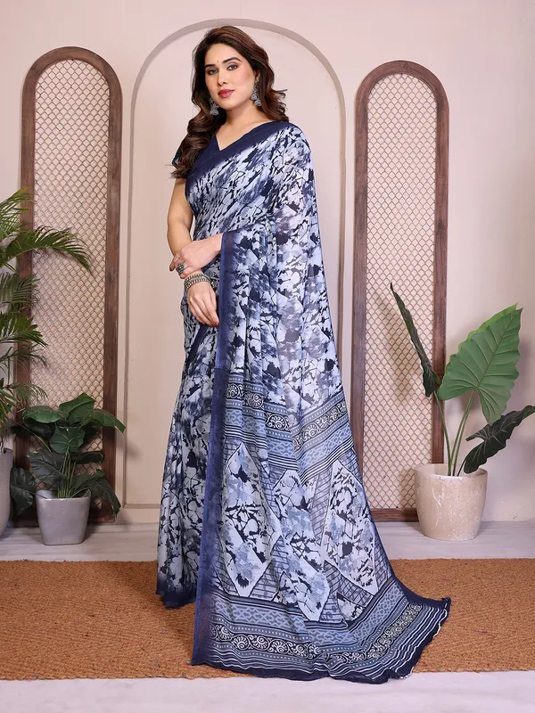 Printed_Georgette_Saree_With_UnStitched_Blouse_Piece_(Blue)