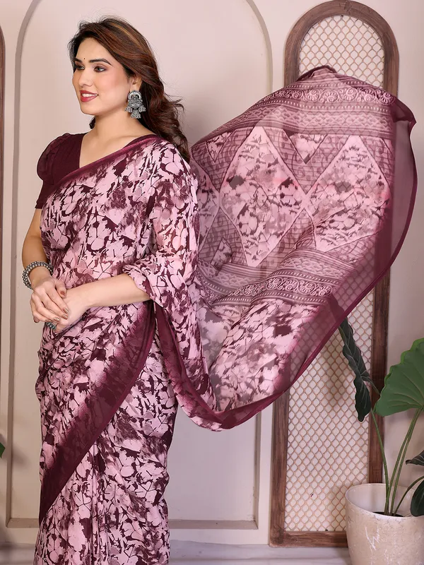 Printed_Georgette_Saree_With_UnStitched_Blouse_Piece_(Wine)