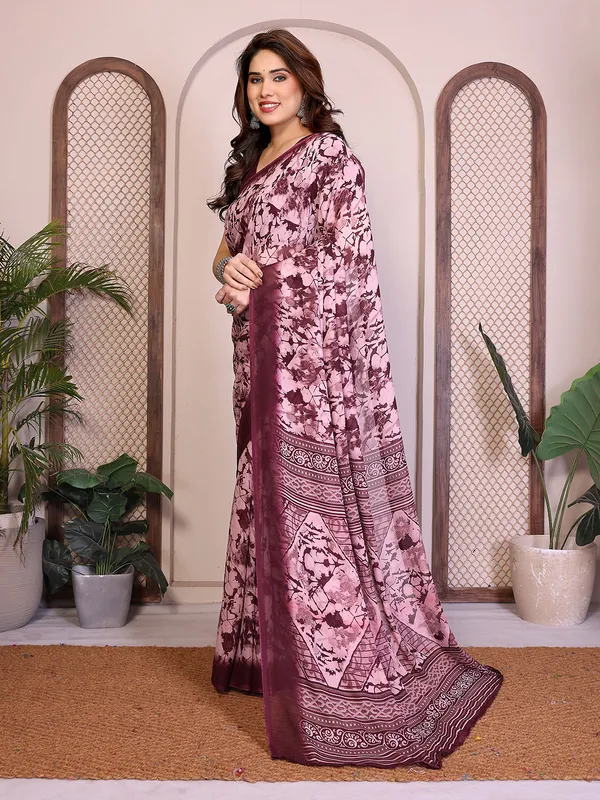 Printed_Georgette_Saree_With_UnStitched_Blouse_Piece_(Wine)