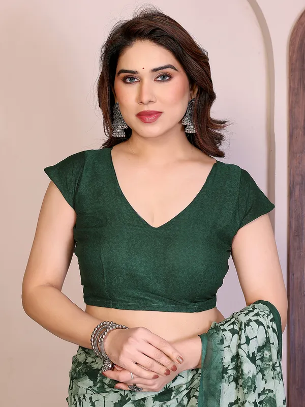 Printed_Georgette_Saree_With_UnStitched_Blouse_Piece_(Green)