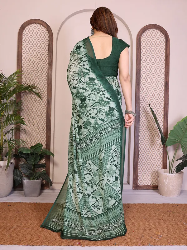 Printed_Georgette_Saree_With_UnStitched_Blouse_Piece_(Green)