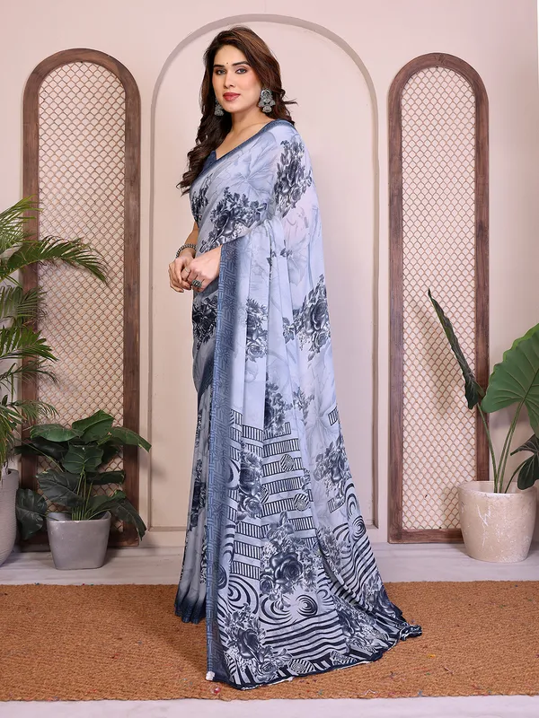 Printed_Georgette_Saree_With_UnStitched_Blouse_Piece_(Blue)