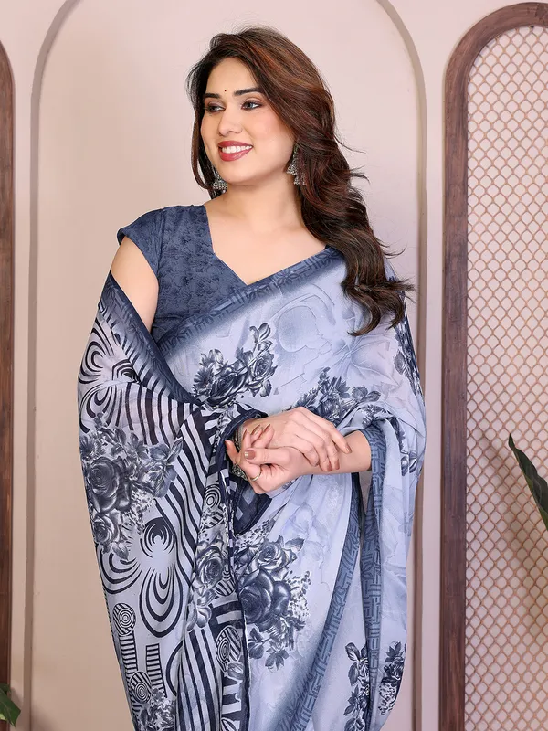 Printed_Georgette_Saree_With_UnStitched_Blouse_Piece_(Blue)