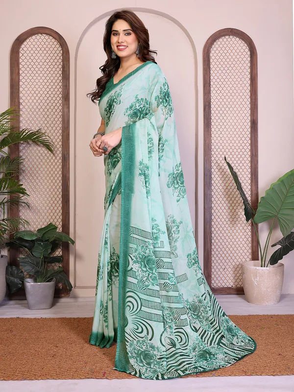 Printed_Georgette_Saree_With_UnStitched_Blouse_Piece_(Aqua)