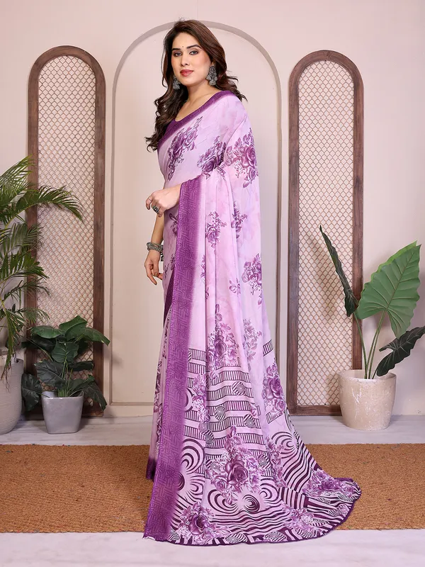 Printed_Georgette_Saree_With_UnStitched_Blouse_Piece_(Purple)