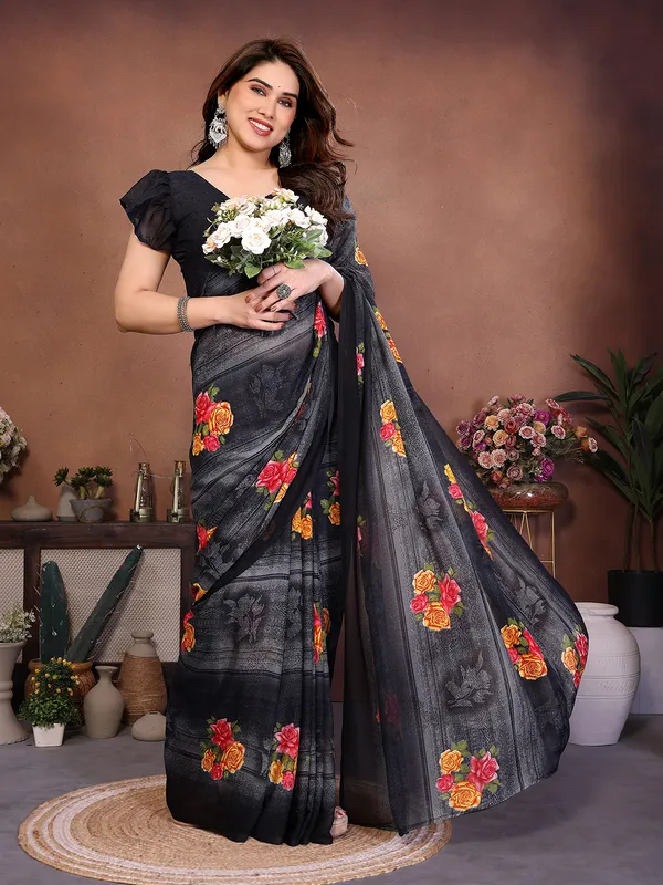 Printed_Georgette_Saree_With_UnStitched_Blouse_Piece_(Grey)