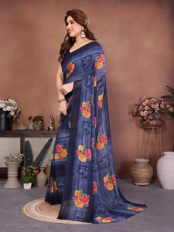 Printed_Georgette_Saree_With_UnStitched_Blouse_Piece_(Blue)