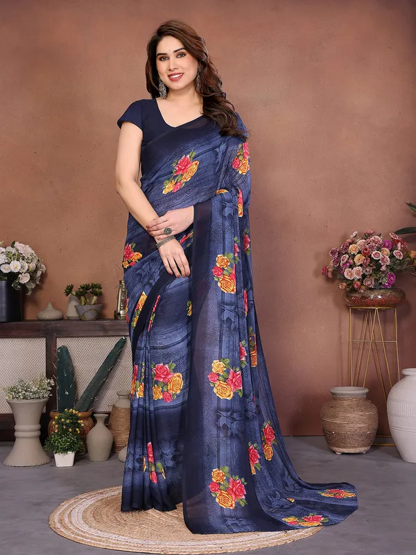 Printed_Georgette_Saree_With_UnStitched_Blouse_Piece_(Blue)