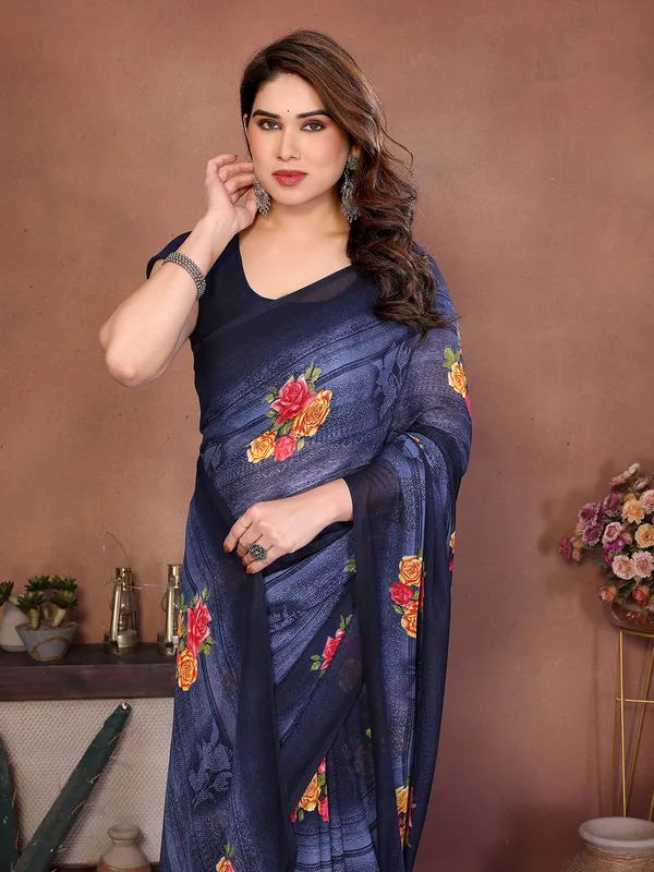 Printed_Georgette_Saree_With_UnStitched_Blouse_Piece_(Blue)