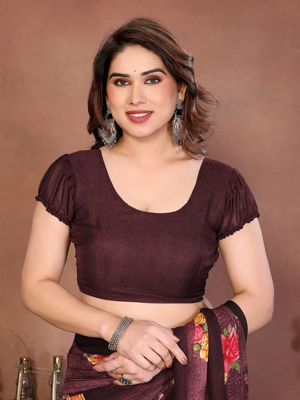 Printed_Georgette_Saree_With_UnStitched_Blouse_Piece_(Wine)