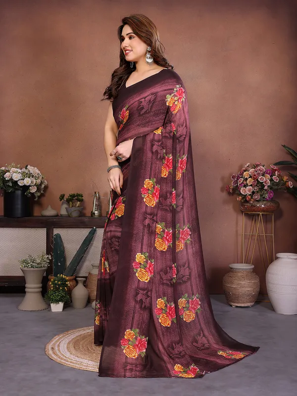 Printed_Georgette_Saree_With_UnStitched_Blouse_Piece_(Wine)