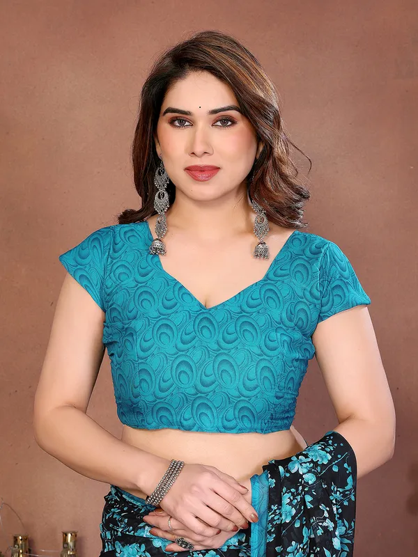 Printed_Georgette_Saree_With_UnStitched_Blouse_Piece_(Blue)