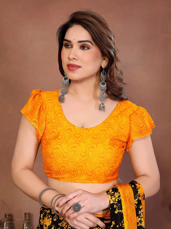 Printed_Georgette_Saree_With_UnStitched_Blouse_Piece_(Yellow)