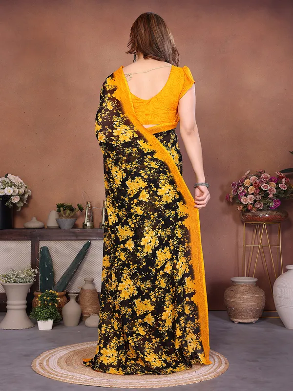 Printed_Georgette_Saree_With_UnStitched_Blouse_Piece_(Yellow)