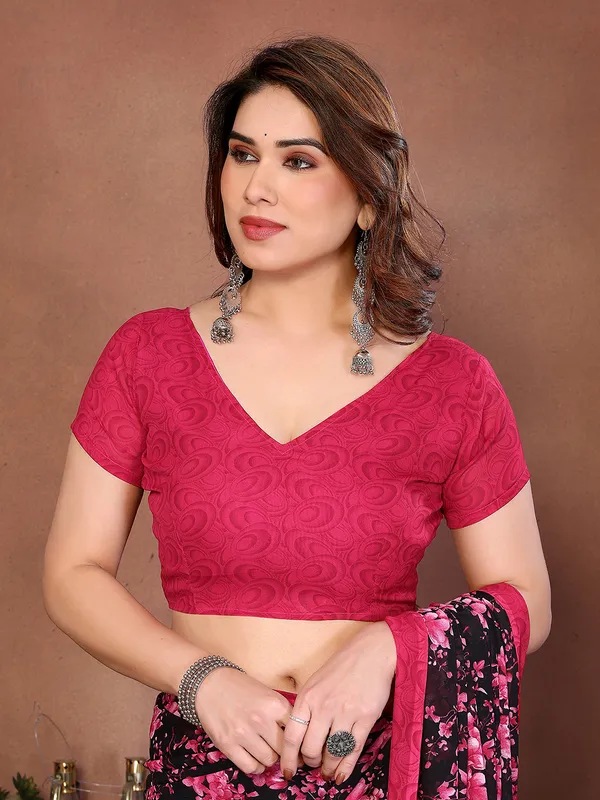 Printed_Georgette_Saree_With_UnStitched_Blouse_Piece_(Pink)