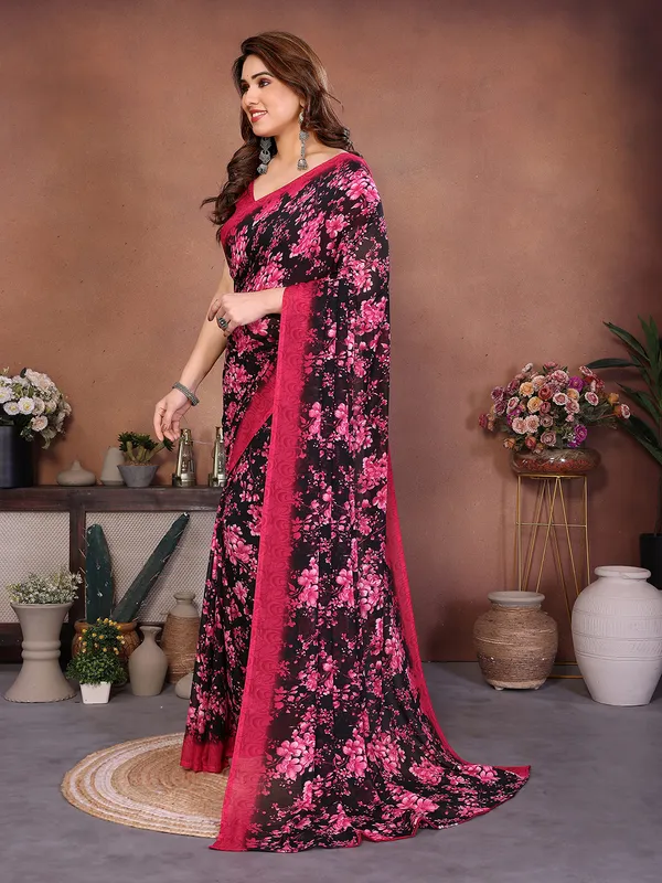 Printed_Georgette_Saree_With_UnStitched_Blouse_Piece_(Pink)