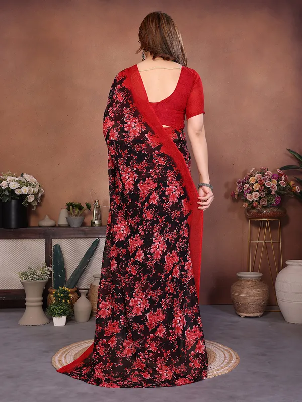 Printed_Georgette_Saree_With_UnStitched_Blouse_Piece_(Red)