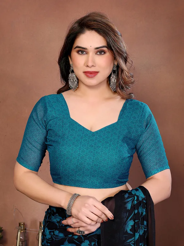 Printed_Georgette_Saree_With_UnStitched_Blouse_Piece_(Blue)