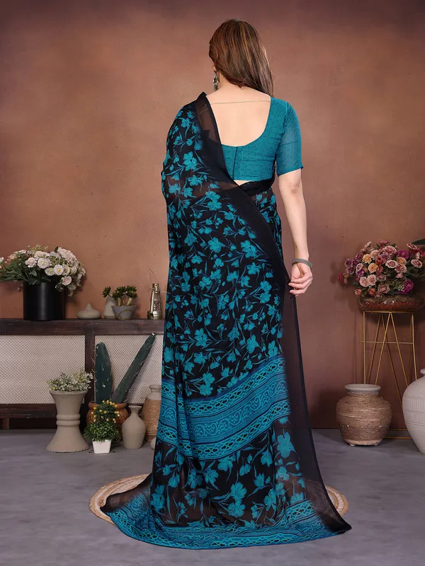 Printed_Georgette_Saree_With_UnStitched_Blouse_Piece_(Blue)